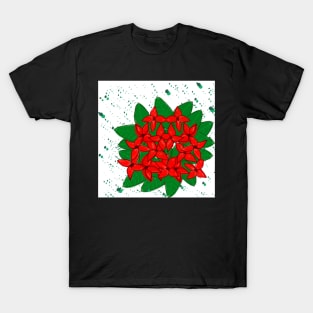 Red flame of the woods flower pattern T-Shirt